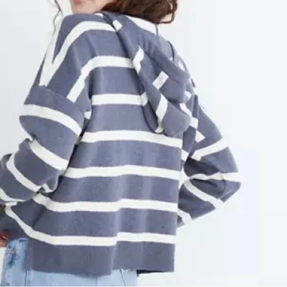 Madewell Striped Olney Henley Hoodie Sweater Size XL‎ - Picture 5 of 7
